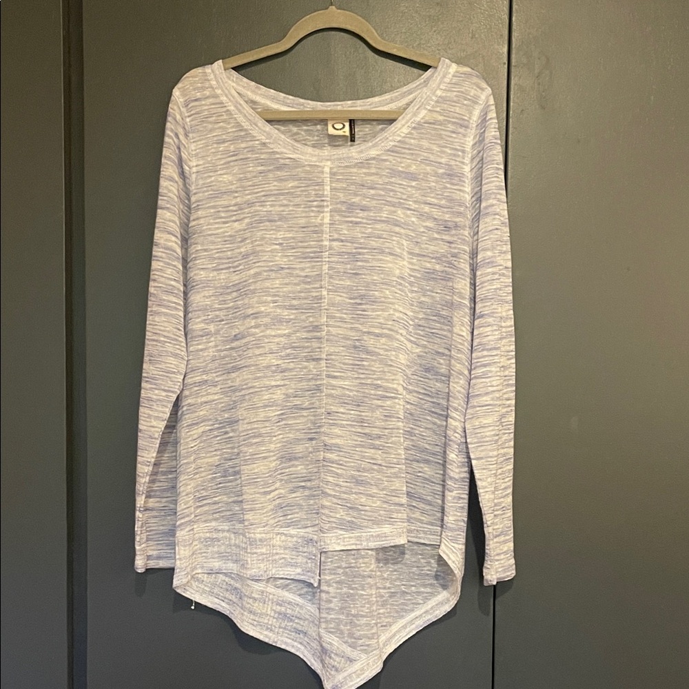 Cozy Heathered Blue Long Sleeve Top